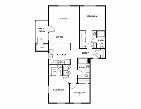A black and white image of a floor plan for a house.